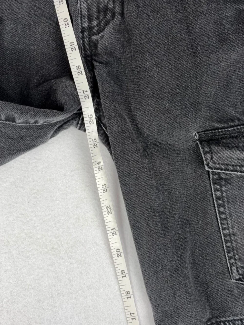 ZARA Asymmetrical Biker Cargo Jeans Women’s 0 Black Y2K Grunge Streetwear Baggy
